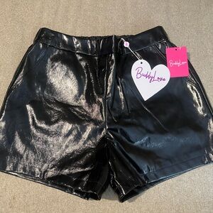 Buddy Love Shiny Black High Waist Shorts